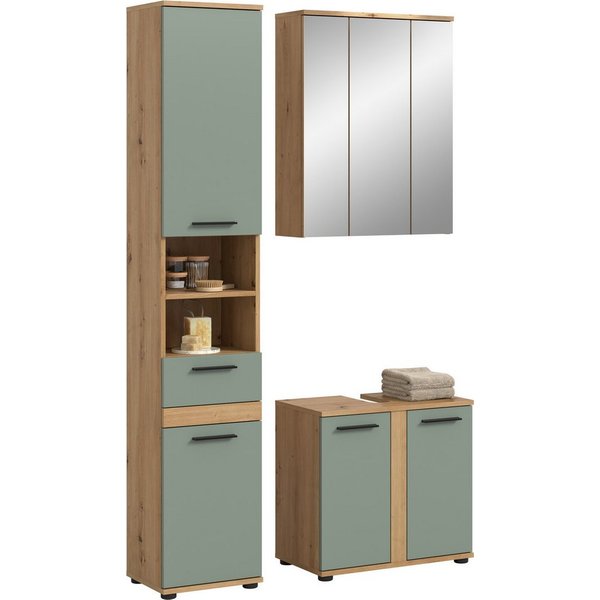welltime Badmöbel-Set LUCCA, 3 teilig, MDF Hochglanzfront, bestehend aus:, (Set, 3-St)
