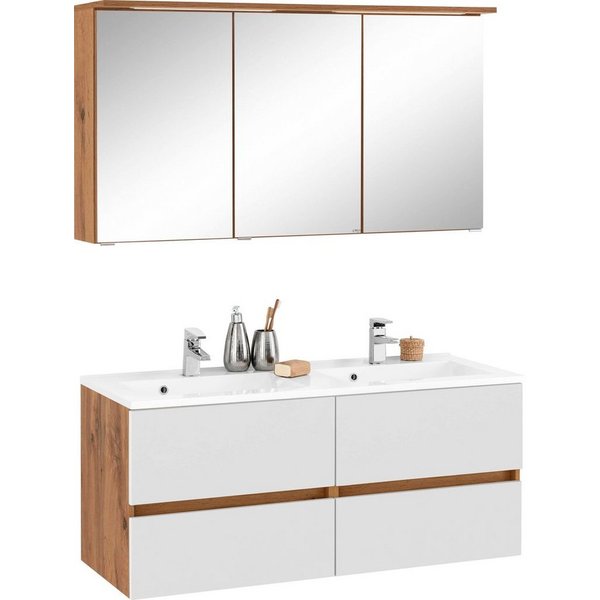 welltime Badmöbel-Set Lucca, (2-St), Doppelwaschtisch, Breite 120 cm