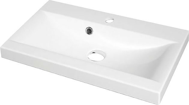welltime Badmöbel-Set MADRIT, (Komplett-Set, 5-St., mit Waschbecken), Waschtisch inkl. Waschbecken, Badschrank, Hochschrank, Spiegel – Bild 3 von 5