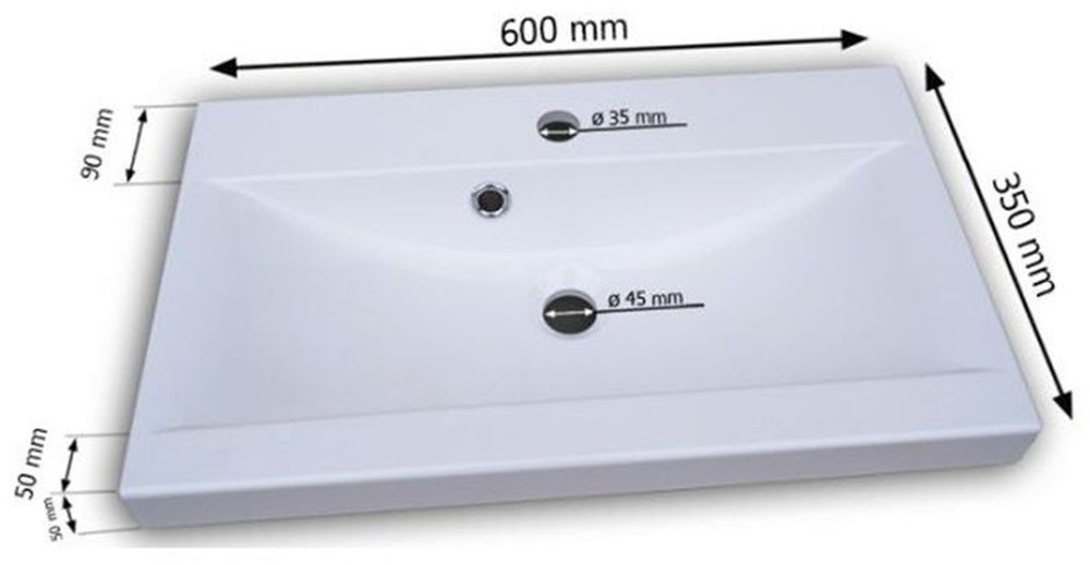 welltime Badmöbel-Set MADRIT II, Schrank mit Waschbecken, 2 Hänger, Spiegelschrank, (Komplett-Set, 5-St), Hängende Badmöbel mit Glaseinsätzen – in vielen Farben – Bild 5 von 5