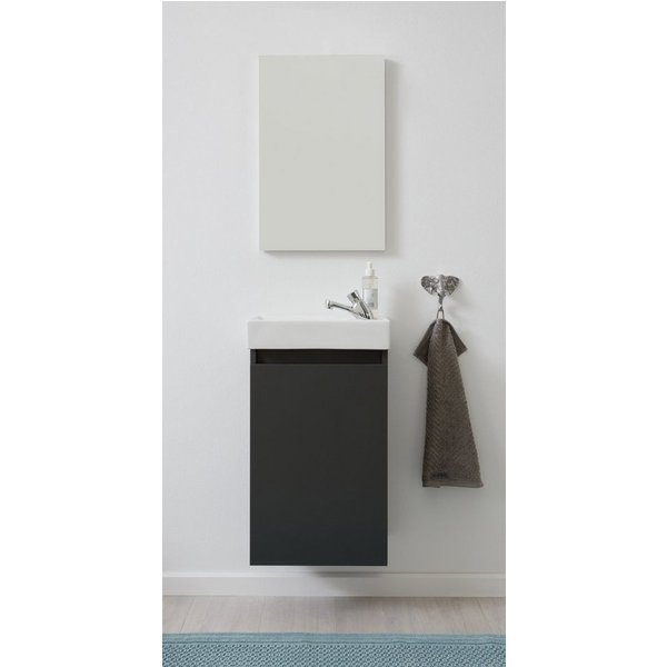 welltime Badmöbel-Set Oslo 2-teilig, (Komplett-Set, 3-St), Waschtisch mit Waschbecken und Spiegel Breite 40cm, Gästewaschtisch