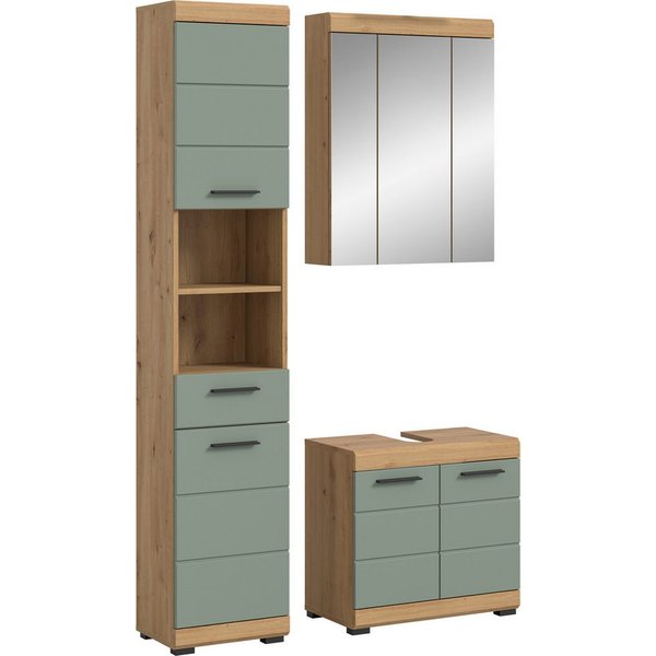 welltime Badmöbel-Set SIENA, 3 teilig, bestehend aus:, (Set, 3-St., TOPSELLER), Hochschrank, Waschbeckenunterschrank, Spiegelschrank
