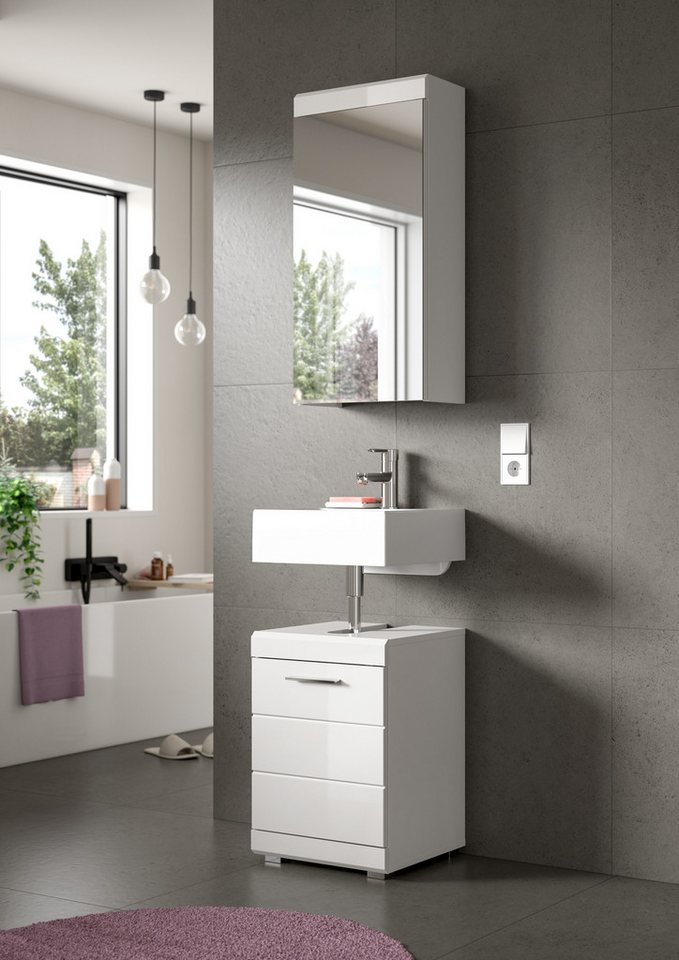 welltime Badmöbel-Set SIENA, 2-teilig, Waschbeckenunterschrank & Spiegelschrank, (TOPSELLER!, individuell um weitere Artikel der Serie SIENA erweiterbar), Badmö – Bild 2 von 5