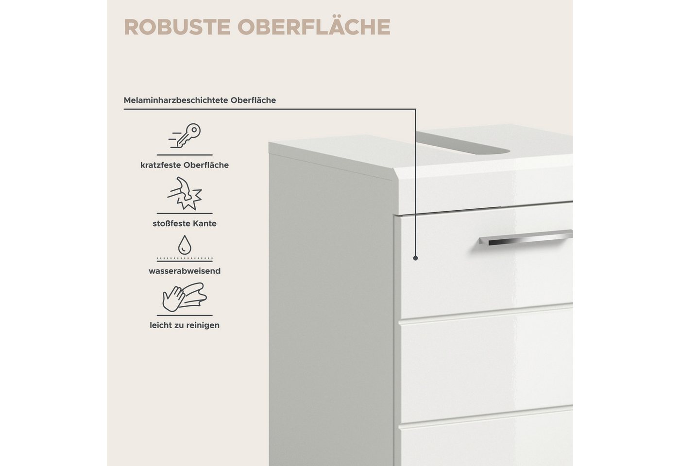 welltime Badmöbel-Set SIENA, 2-teilig, Waschbeckenunterschrank & Spiegelschrank, (TOPSELLER!, individuell um weitere Artikel der Serie SIENA erweiterbar), Badmö – Bild 4 von 5