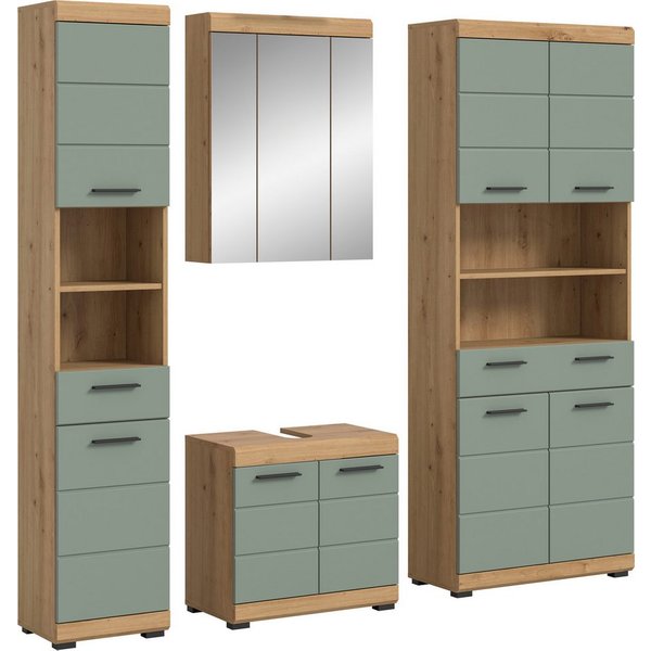 welltime Badmöbel-Set SIENA, 4 teilig, bestehend aus:, (Set, 4-St., TOPSELLER), Hochschrank schmal, WBU, Spiegelschrank, Hochschrank breit