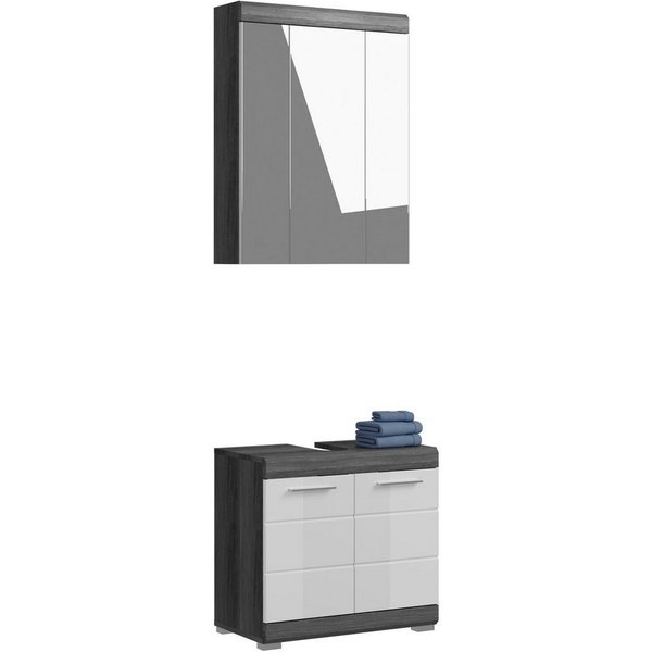 welltime Badmöbel-Set SIENA, 2 tlg., bestehend aus: Waschbeckenunterschrank, Spiegelschrank, (Set, 2-St., TOPSELLER), in verschiedenen Farben erhältlich, Badmöb