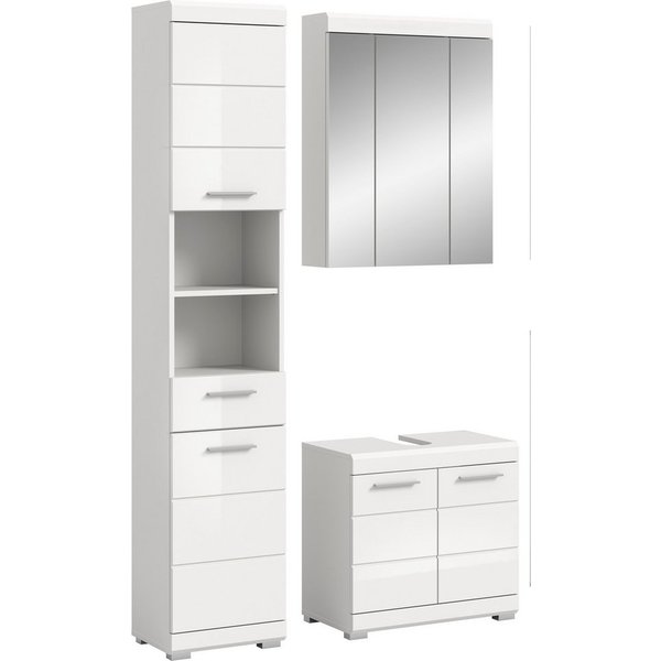 welltime Badmöbel-Set SIENA, 3 teilig, bestehend aus:, (Set, 3-St., TOPSELLER), Hochschrank, Waschbeckenunterschrank, Spiegelschrank