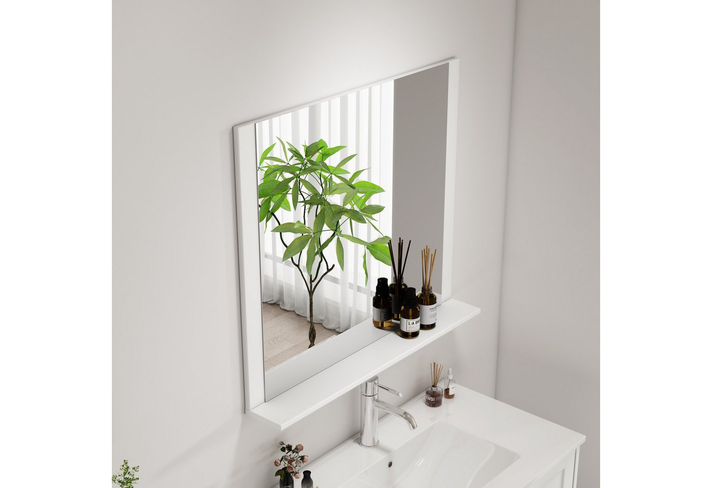welltime Badspiegel AMSTERDAM, in zwei Breiten 60cm, 80cm mit praktischer Ablagefläche – Bild 3 von 5