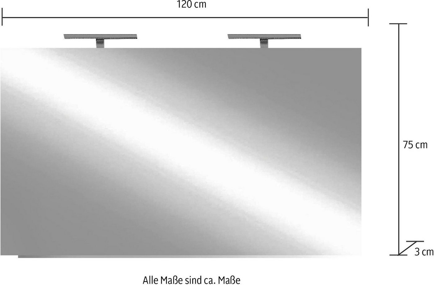 welltime Badspiegel Neutral, Spiegel mit Beleuchtung LED, Breite 120, Höhe 75 cm – Bild 4 von 5