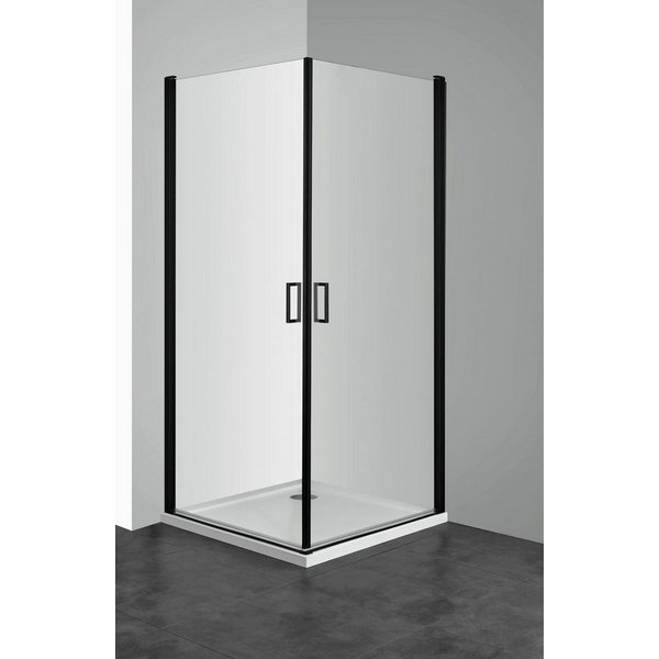 welltime Eckdusche Florenz 2.2 Black, BxT: 90x90 cm, Sicherheitsglas, Hebe-Senk-Mechanismus, barrierefrei einbaubar, mit Drehtüren