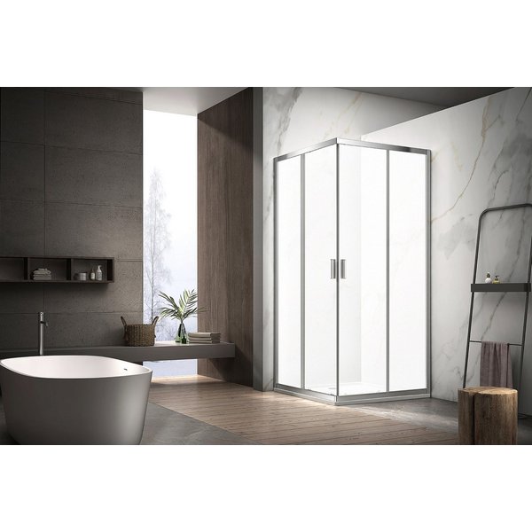 welltime Eckdusche New Summer Frost, BxT: 90x90 cm, Einscheibensicherheitsglas, verbessertes Rollensystem, Milchglasscheiben