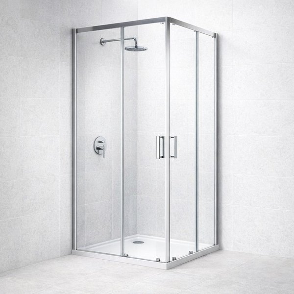 welltime Eckdusche New Trento, BxT: 90x90 cm, Einscheibensicherheitsglas, Extrahohe 195cm, 6mm ESG, verbessertes Rollensystem