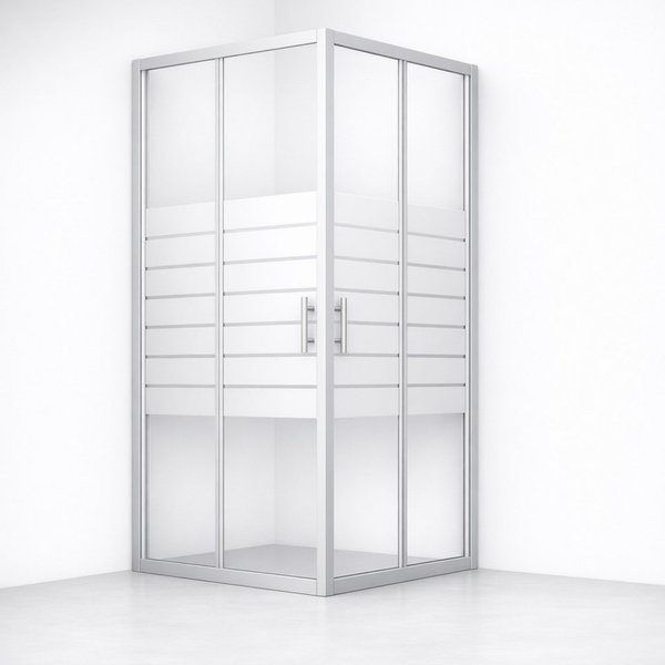 welltime Eckdusche New Trento mit Streifendekor, BxT: 90x90 cm, Einscheibensicherheitsglas, Extrahohe 195cm, 6mm ESG, verbessertes Rollensystem, Streifendekor