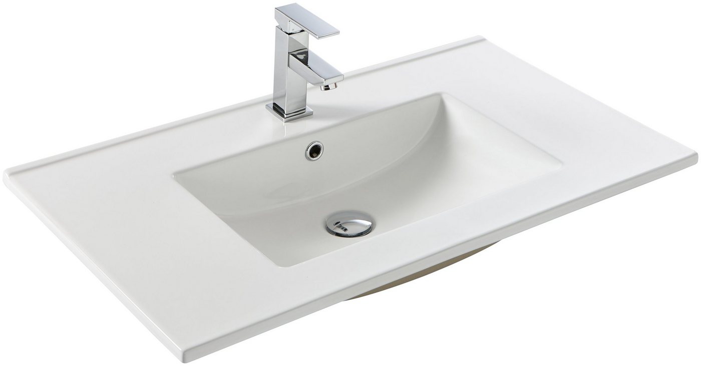 welltime Einbauwaschbecken Trento, Mit Nano Glasur in 61,81,101cm erhältlich. – Bild 4 von 5