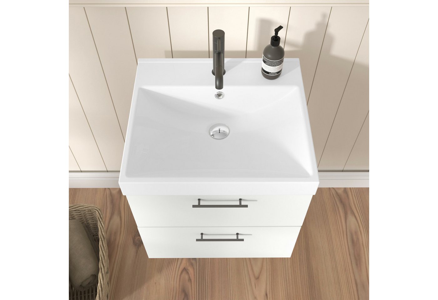 welltime Einbauwaschbecken Trento Deluxe, Mit Nano Glasur in 51,61,81,101 und 121cm erhältlich. – Bild 5 von 5