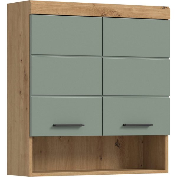 welltime Hängeschrank SIENA, Breite 74cm, 2 Türen, 1 offenes Fächer, MDF-Front (TOPSELLER) in verschiedenen Farben erhältlich, Badmöbel, Badschrank, Schrank, Ba
