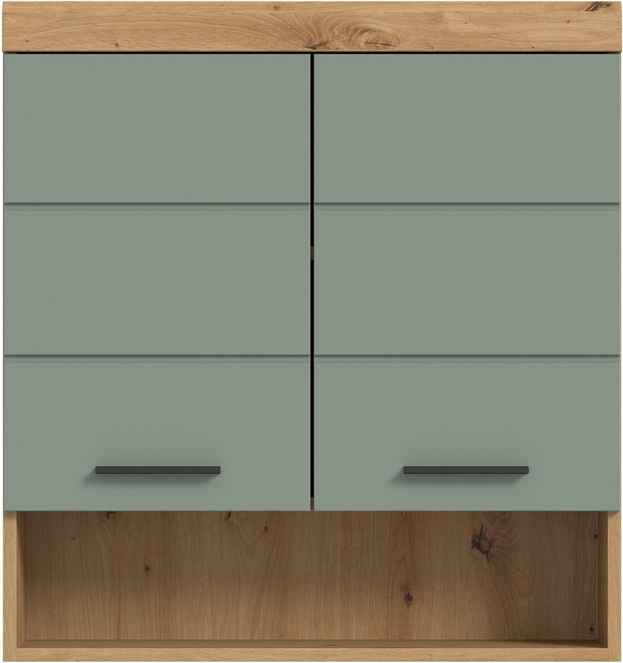 welltime Hängeschrank SIENA, Breite 74cm, 2 Türen, 1 offenes Fächer, MDF-Front (TOPSELLER) in verschiedenen Farben erhältlich, Badmöbel, Badschrank, Schrank, Ba – Bild 2 von 5