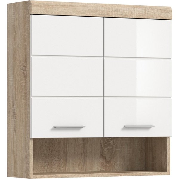welltime Hängeschrank SIENA, Breite 74cm, 2 Türen, 1 offenes Fächer, MDF-Front (TOPSELLER) in verschiedenen Farben erhältlich, Badmöbel, Badschrank, Schrank, Ba