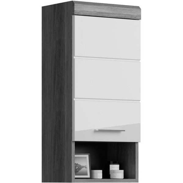 welltime Hängeschrank SIENA, Breite 37cm, 1 Tür, 1 offenes Fächer, 1 Einlegeboden, MDF-Front (1-St., TOPSELLER) in verschiedenen Farben erhältlich, Badmöbel, Ba