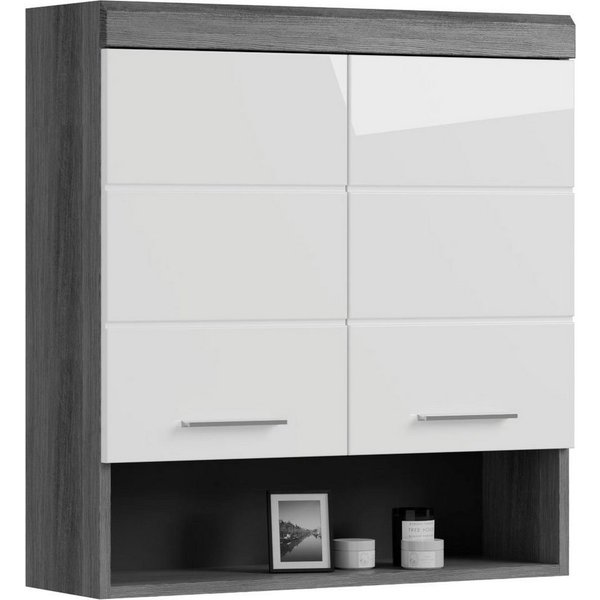 welltime Hängeschrank SIENA, Breite 74cm, 2 Türen, 1 offenes Fächer, MDF-Front (TOPSELLER) in verschiedenen Farben erhältlich, Badmöbel, Badschrank, Schrank, Ba