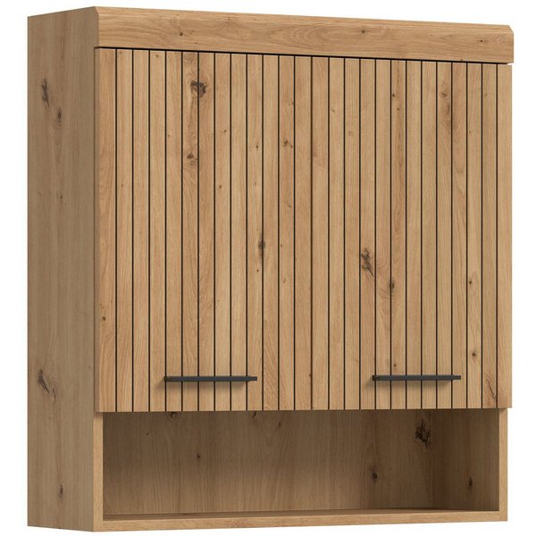 welltime Hängeschrank SIENA, Breite 74cm, 2 Türen, 1 offenes Fächer, MDF-Front (TOPSELLER) in verschiedenen Farben erhältlich, Badmöbel, Badschrank, Schrank, Ba