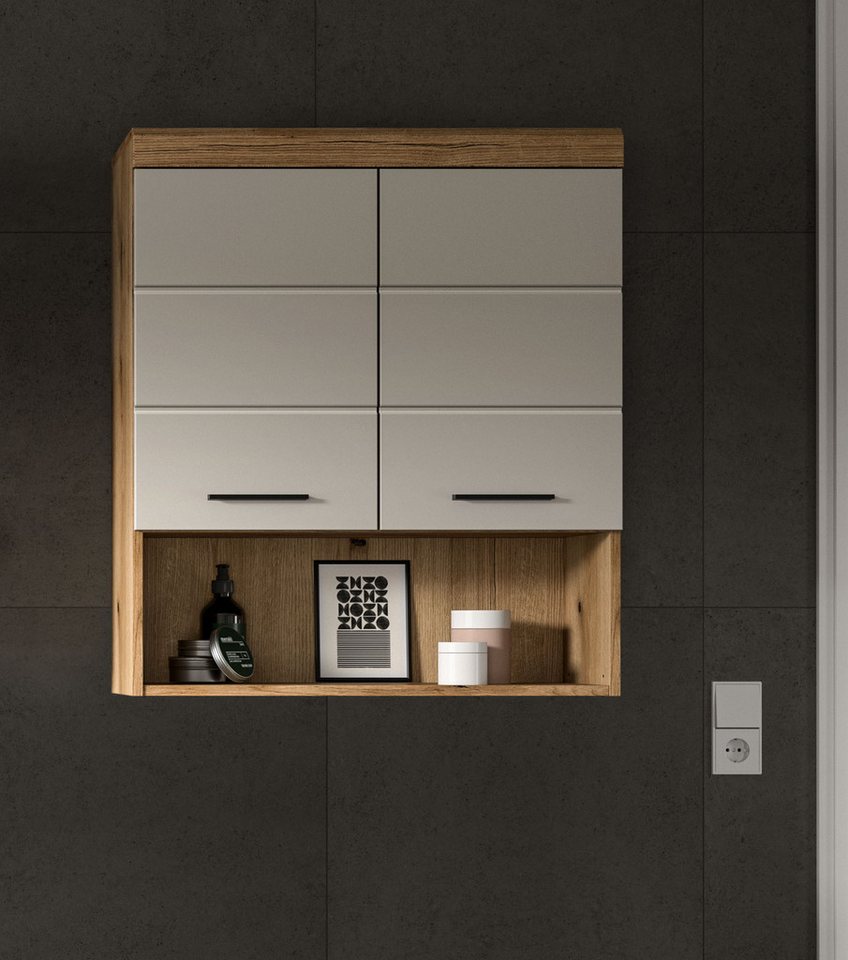 welltime Hängeschrank SIENA, Breite 74cm, 2 Türen, 1 offenes Fächer, MDF-Front (TOPSELLER) in verschiedenen Farben erhältlich, Badmöbel, Badschrank, Schrank, Ba – Bild 2 von 5