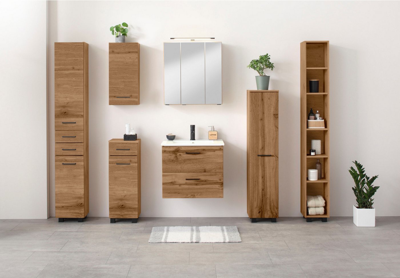welltime Hängeschrank Trento, verschiedene Ausführungen und Farben Badmöbel, Breite 30 cm, 1 Tür, 2 Einlegeböden, Made in Germany – Bild 2 von 5