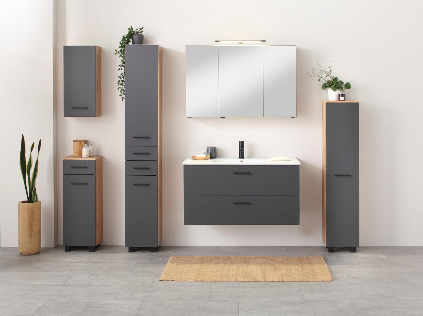 welltime Hängeschrank Trento, verschiedene Ausführungen und Farben Badmöbel, Breite 30 cm, 1 Tür, 2 Einlegeböden, Made in Germany – Bild 2 von 5
