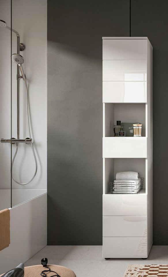 welltime Hochschrank BIEL, Höhe 190 cm, 2 Türen, 1 Schubkasten (1-St) Türanschlag wechselbar, modernes Design, Badschrank, Unterschrank, Bad – Bild 2 von 5