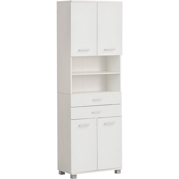 welltime Hochschrank Breite 60 cm, verstellbare Einlegeböden, Metallgriffe