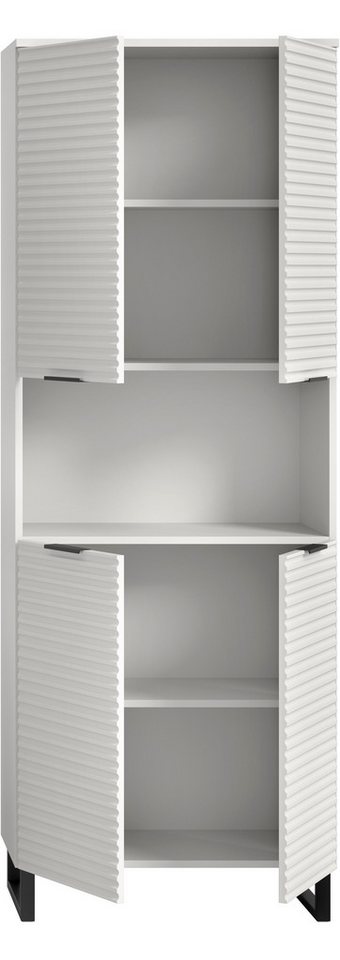 welltime Hochschrank Litica, Höhe 193 cm, 4 Türen, 2 Einlegeböden, 1 offenes Fach Badschrank, Standschrank, Badezimmer, Bad-Möbel – Bild 3 von 5