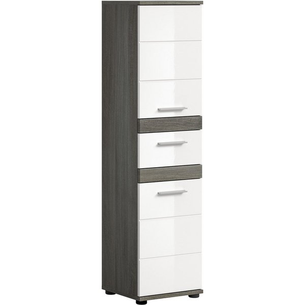 welltime Hochschrank LUCCA, Höhe 137 cm, 2 Türen, 1 Schubkasten, 2 Fachböden, Badschrank, Bad-Möbel, Badezimmer