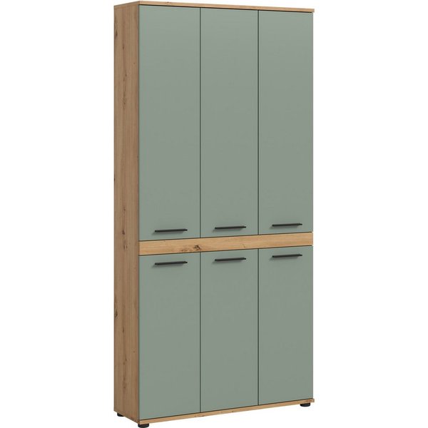 welltime Hochschrank LUCCA, Breite 90cm, 6 Türen, 10 Fächer, 6 Einlegeböden (große Typenauswahl, individuell mit weiteren Artikel kombinierbar) Badschrank, Badm