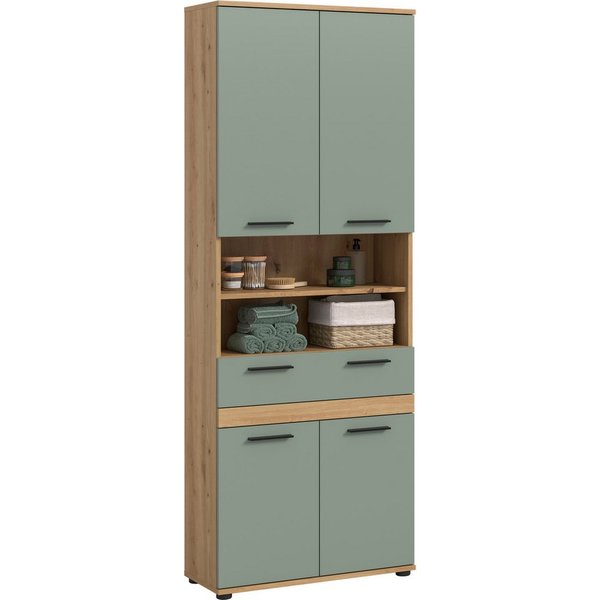 welltime Hochschrank LUCCA, Breite 70cm, 4 Türen, 1 Schubkasten, 7 Fächer (in verschiedenen Farben erhältlich, große Typenauswahl) Badschrank, Badmöbel, Badezim