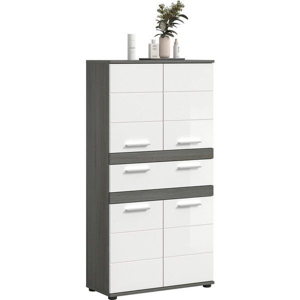 welltime Hochschrank LUCCA, Höhe 137cm, 4 Türen, 1 Schubkasten, 4 Fächer (in verschiedenen Farben erhältlich, große Typenauswahl) Badschrank, Badmöbel, Badezimm
