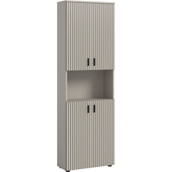 welltime Hochschrank MANI, Höhe: 192 cm, Paneeloptik, 1 offenes Fach, 8 Fächer Hochschrank, Bad-Hochschrank, Bad-Schrank, Bad, Badezimmer