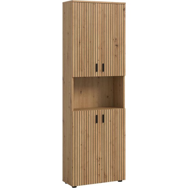 welltime Hochschrank MANI, Höhe: 192 cm, Paneeloptik, 1 offenes Fach, 8 Fächer Hochschrank, Bad-Hochschrank, Bad-Schrank, Bad, Badezimmer