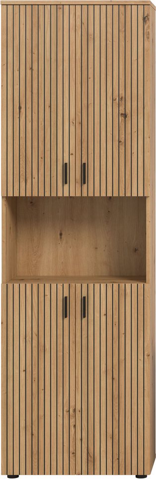 welltime Hochschrank MANI, Höhe: 192 cm, Paneeloptik, 1 offenes Fach, 8 Fächer Hochschrank, Bad-Hochschrank, Bad-Schrank, Bad, Badezimmer – Bild 3 von 5