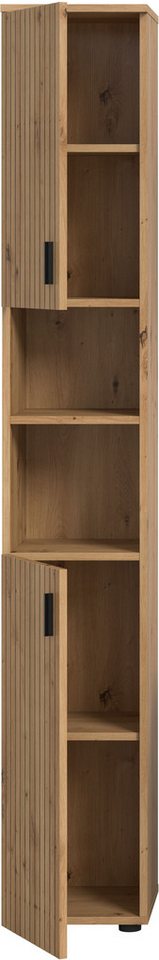 welltime Hochschrank MANI, Höhe: 192 cm, Paneeloptik, 2 offene Fächer, 2 Türen (1-St) Hochschrank, Bad-Schrank, Badezimmerschrank, Bad, Badezimmer – Bild 4 von 5