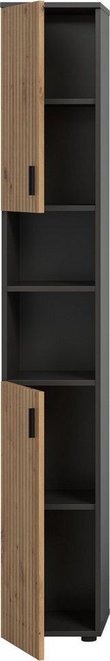 welltime Hochschrank MANI, Höhe: 192 cm, Paneeloptik, 2 offene Fächer, 2 Türen (1-St) Hochschrank, Bad-Schrank, Badezimmerschrank, Bad, Badezimmer – Bild 4 von 5