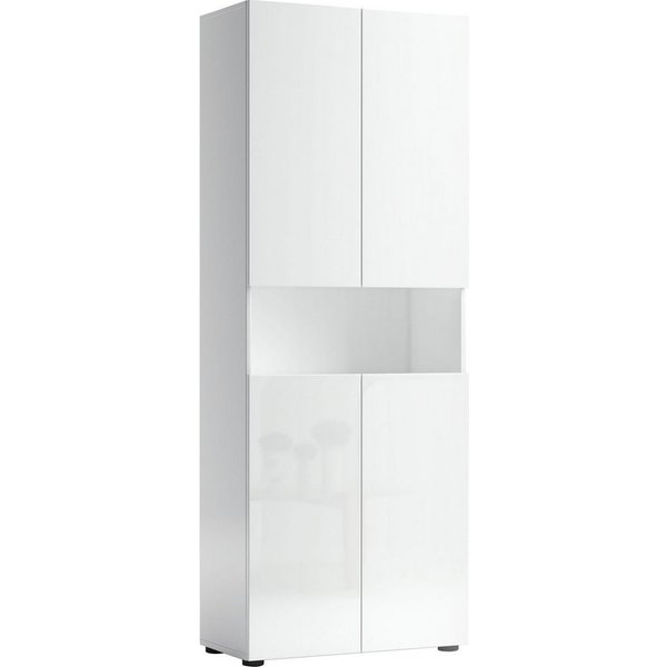 welltime Hochschrank MISTER, Hochschrank mit 6 geschlossenen und 1 offenen Fach Made in Italy,Hochglanz lackiert, Höhe 180 cm, mit Soft-Close Funktion