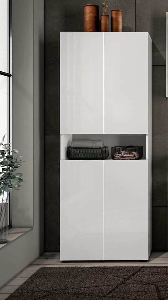 welltime Hochschrank MISTER, Hochschrank mit 6 geschlossenen und 1 offenen Fach Made in Italy,Hochglanz lackiert, Höhe 180 cm, mit Soft-Close Funktion – Bild 2 von 5