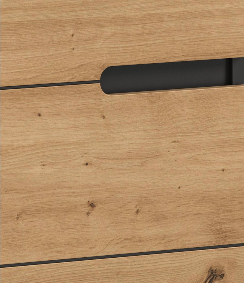 welltime Hochschrank REHAT, Türen mit Soft-Close, eingefasste Griffaussparung in der Front BxHxT: 76x193x34 cm, 4 Türen, 5 Fächer, 1 Schubkasten – Bild 5 von 5