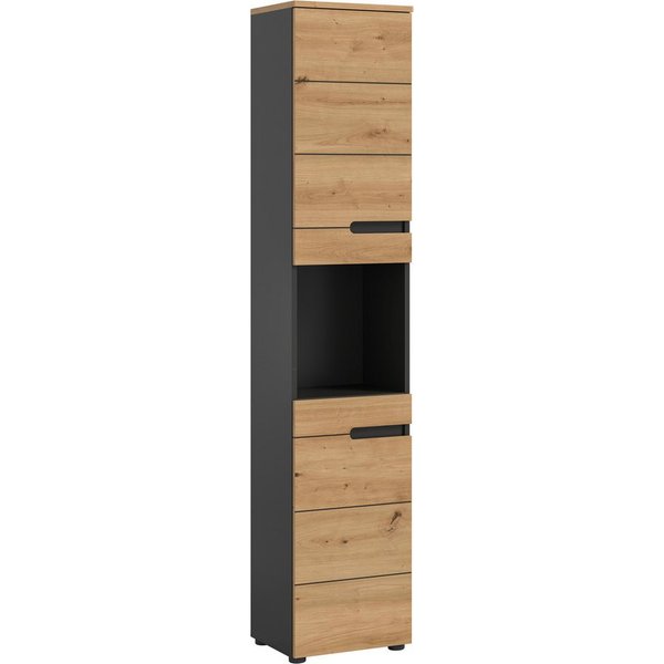 welltime Hochschrank REHAT, Türen mit Soft-Close, eingefasste Griffaussparung in der Front BxHxT: 38x193x34 cm, 2 Türen, 5 Fächer