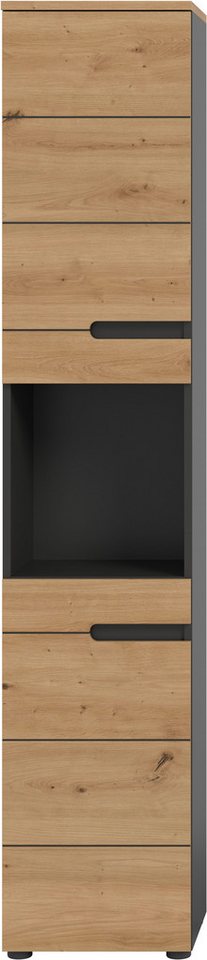 welltime Hochschrank REHAT, Türen mit Soft-Close, eingefasste Griffaussparung in der Front BxHxT: 38x193x34 cm, 2 Türen, 5 Fächer – Bild 3 von 5