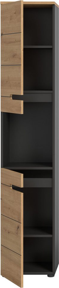 welltime Hochschrank REHAT, Türen mit Soft-Close, eingefasste Griffaussparung in der Front BxHxT: 38x193x34 cm, 2 Türen, 5 Fächer – Bild 4 von 5