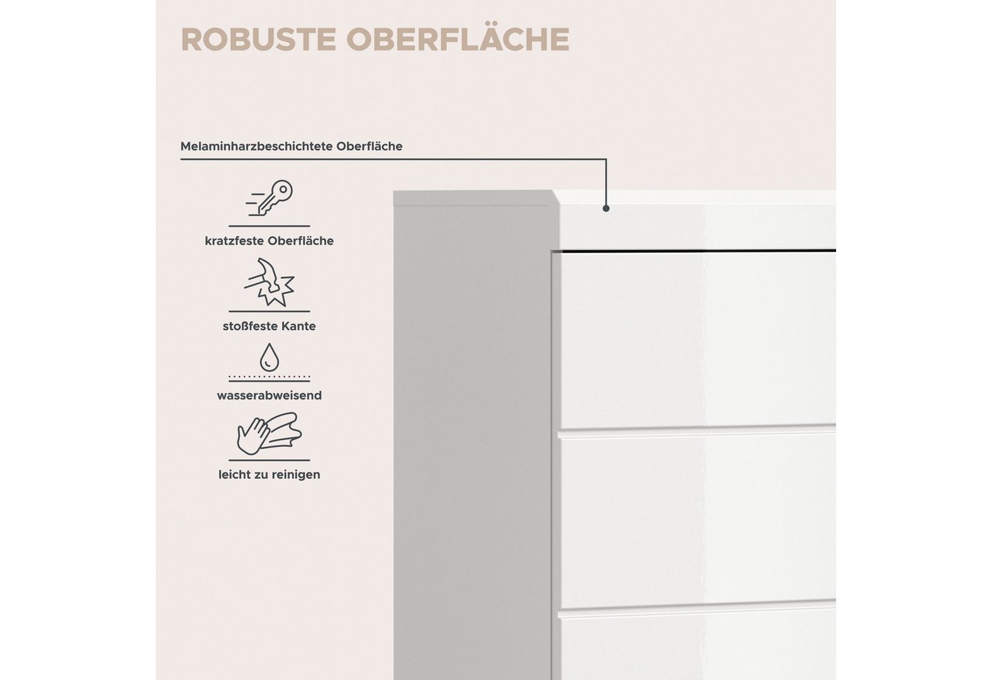welltime Hochschrank SIENA, Breite 74cm, 4 Türen, 1 Schubkasten, 2 offene Fächer, MDF-Front (TOPSELLER) in verschiedenen Farben erhältlich, Badmöbel, Badschrank – Bild 5 von 5