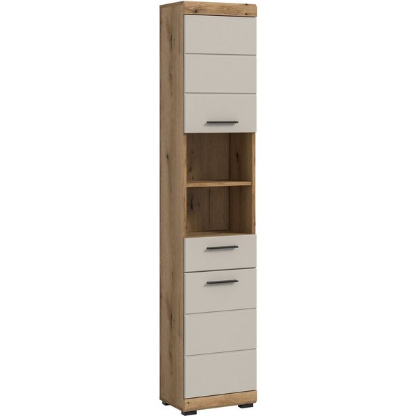 welltime Hochschrank SIENA, Breite 37cm, 2 Tür, 1 Schubkasten, 2 offene Fächer, MDF-Front (1-St., TOPSELLER) in verschiedenen Farben erhältlich, Badmöbel, Badsc