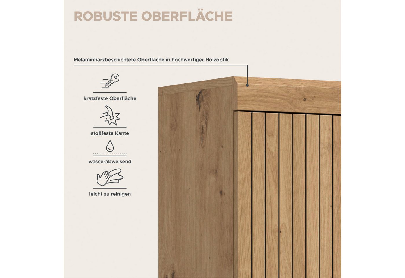welltime Hochschrank SIENA, Breite 37cm, 2 Tür, 1 Schubkasten, 2 offene Fächer, MDF-Front (1-St., TOPSELLER) in verschiedenen Farben erhältlich, Badmöbel, Badsc – Bild 5 von 5