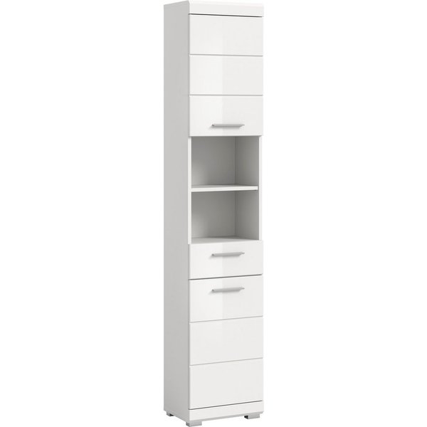 welltime Hochschrank SIENA, Breite 37cm, 2 Tür, 1 Schubkasten, 2 offene Fächer, MDF-Front (1-St., TOPSELLER) in verschiedenen Farben erhältlich, Badmöbel, Badsc